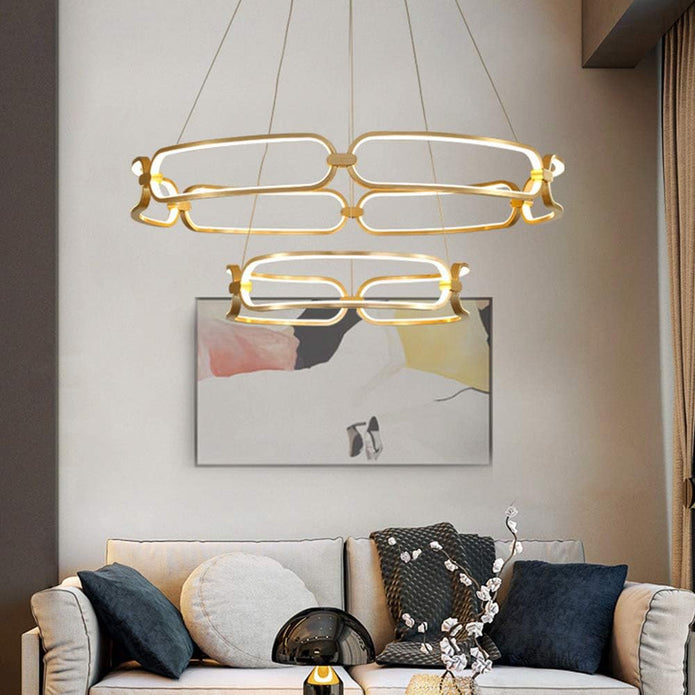 BAMDECOR A209 Colette Ceiling Chandelier Led Modern Circular Art Aluminum Light Fixture for Living Room Bedroom Indoor Decor(2 Rings) - Image 3
