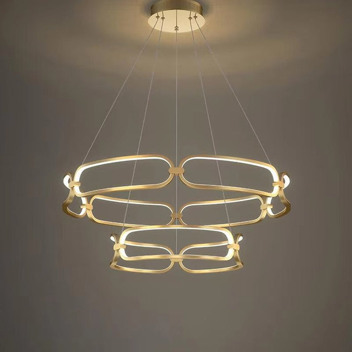 BAMDECOR A209 Colette Ceiling Chandelier Led Modern Circular Art Aluminum Light Fixture for Living Room Bedroom Indoor Decor(2 Rings) - Image 5