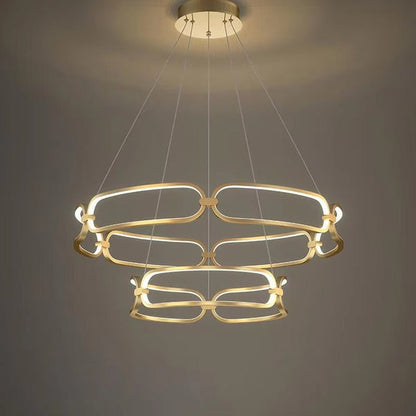 BAMDECOR A209 Colette Ceiling Chandelier Led Modern Circular Art Aluminum Light Fixture for Living Room Bedroom Indoor Decor(2 Rings) - Image 5