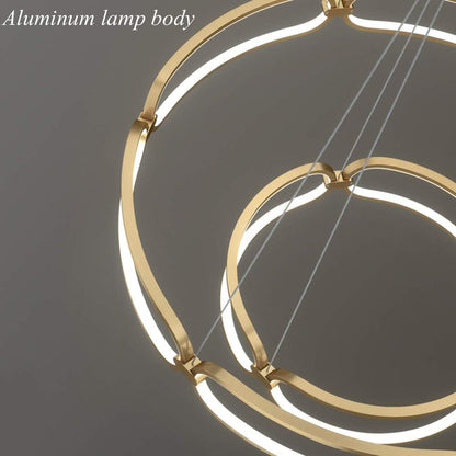 BAMDECOR A209 Colette Ceiling Chandelier Led Modern Circular Art Aluminum Light Fixture for Living Room Bedroom Indoor Decor(2 Rings) - Image 6