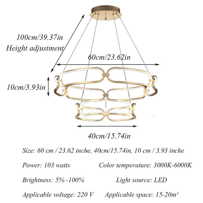 BAMDECOR A209 Colette Ceiling Chandelier Led Modern Circular Art Aluminum Light Fixture for Living Room Bedroom Indoor Decor(2 Rings) - Image 7