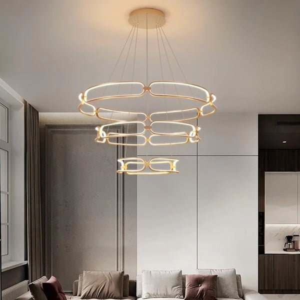 BAMDECOR A209 Colette Ceiling Chandelier Led Modern Circular Art Aluminum Light Fixture for Living Room Bedroom Indoor Decor(3 Rings) - Image 2