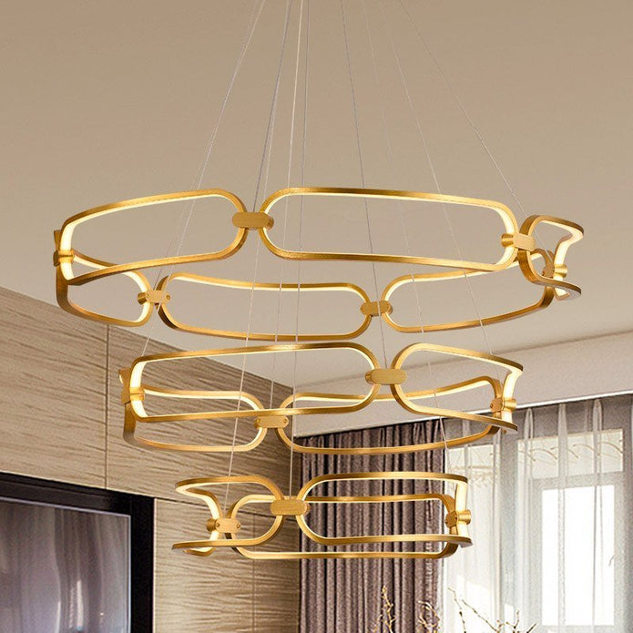 BAMDECOR A209 Colette Ceiling Chandelier Led Modern Circular Art Aluminum Light Fixture for Living Room Bedroom Indoor Decor(3 Rings) - Image 3