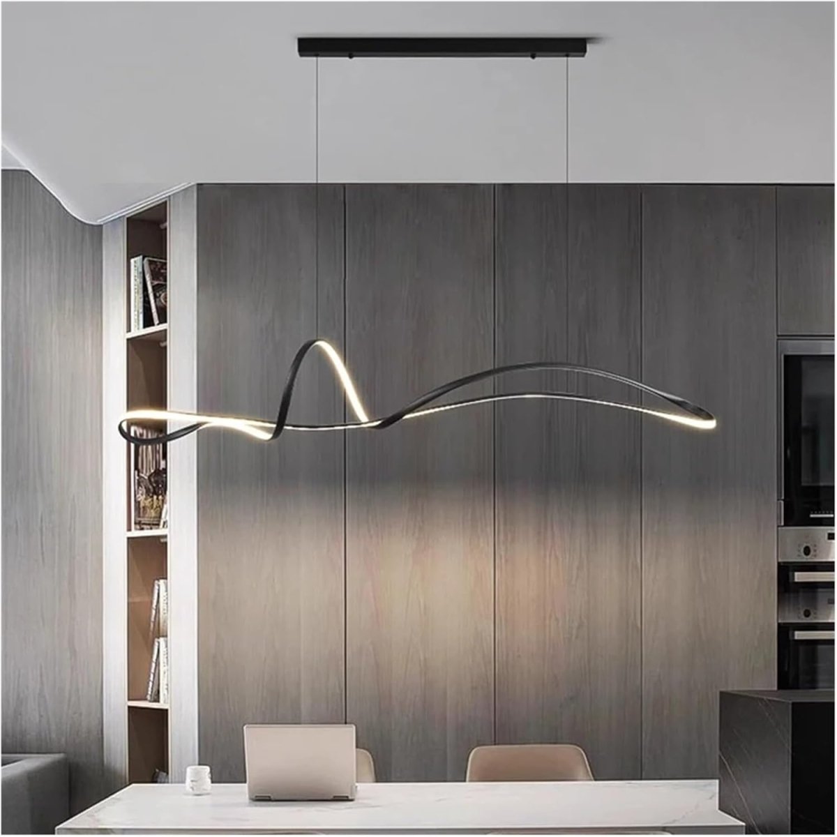 BAMDECOR A210 Modern LED Linear Pendant Lights with Dimmable LED and Adjustable Hanging Length 180cm -Black - Image 2