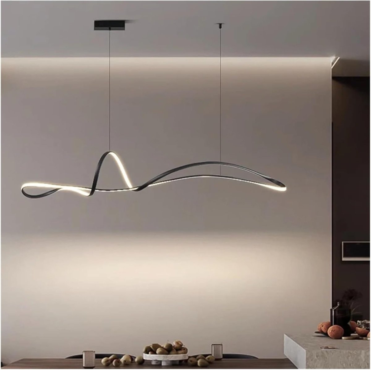 BAMDECOR A210 Modern LED Linear Pendant Lights with Dimmable LED and Adjustable Hanging Length 180cm -Black - Image 3