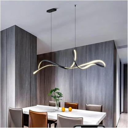 BAMDECOR A210 Modern LED Linear Pendant Lights with Dimmable LED and Adjustable Hanging Length 180cm -Black - Image 4