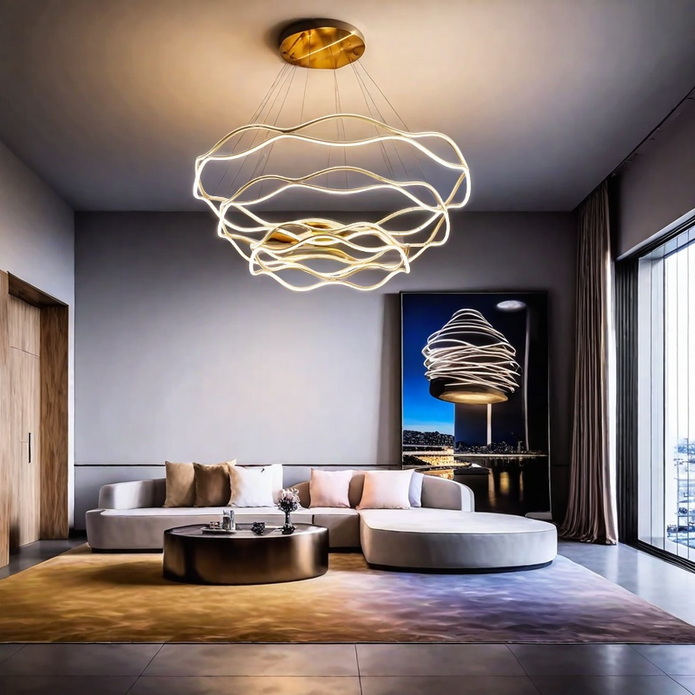 BAMDECOR A212/3 Modern Wavy Art Aluminum Light Fixture for Living Room Bedroom Indoor Decor - Image 4