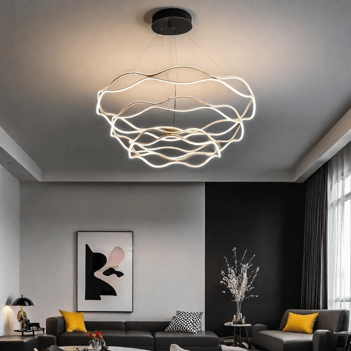 BAMDECOR A212/3 Modern Wavy Art Aluminum Light Fixture for Living Room Bedroom Indoor Decor - Image 5
