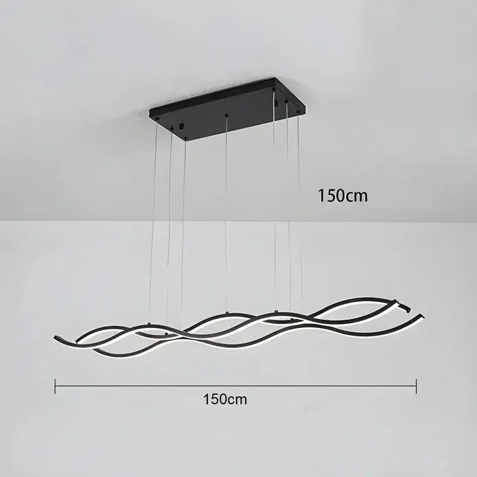 BAMDECOR A2569 1.5m Antizer Nordic Minimalist Wave Long Pendant Light (Black) - Image 5