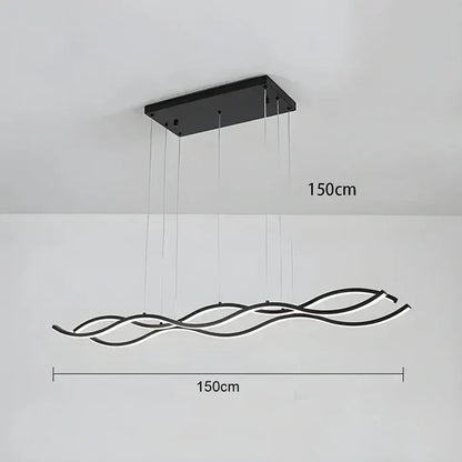 BAMDECOR A2569 1.5m Antizer Nordic Minimalist Wave Long Pendant Light (Black) - Image 5