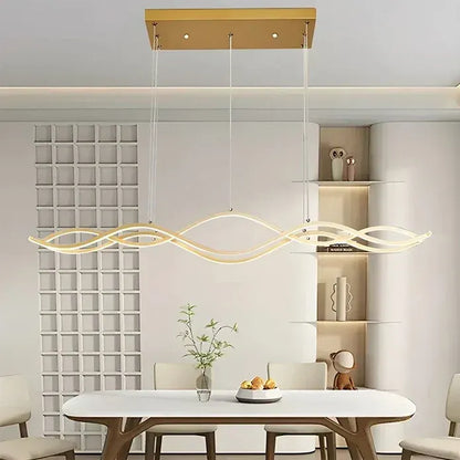 BAMDECOR A2569 1.5m Antizer Nordic Minimalist Wave Long Pendant Light (Gold) - Image 3
