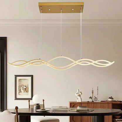 BAMDECOR A2569 1.5m Antizer Nordic Minimalist Wave Long Pendant Light (Gold) - Image 4