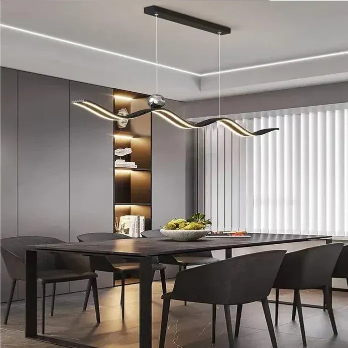 BAMDECOR A2575 Modern Design Linear LED Ceiling Light for Dining Room Office Kitchen Living Room (Black)BAMDECOR A2575 Modern Design Linear LED Ceiling Light for Dining Room Office Kitchen Living Room (Black)