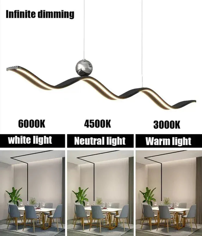 BAMDECOR A2575 Modern Design Linear LED Ceiling Light for Dining Room Office Kitchen Living Room (Black)BAMDECOR A2575 Modern Design Linear LED Ceiling Light for Dining Room Office Kitchen Living Room (Black) - Image 5