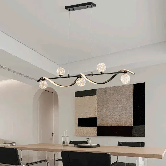 BAMDECOR AD2621 Modern Black Kitchen Island Light with Glass Globe Shade Ceiling Pendant Lights - Image 2