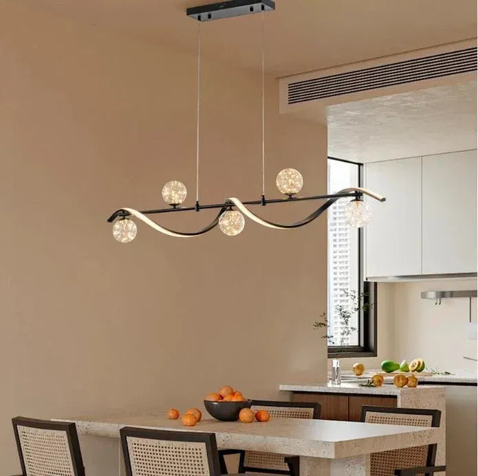 BAMDECOR AD2621 Modern Black Kitchen Island Light with Glass Globe Shade Ceiling Pendant Lights - Image 3