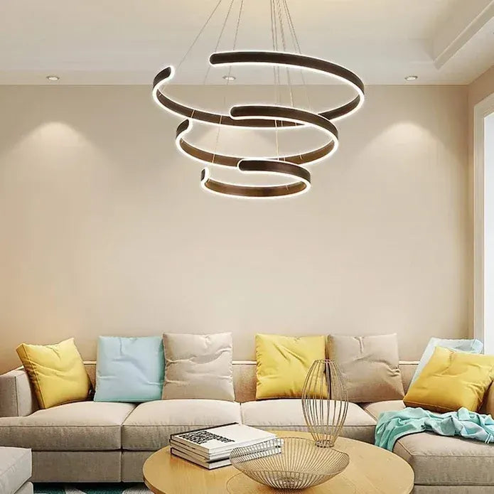 BAMDECOR AD2573 3 Round Rings C Shape Ceiling Light Chandeliers (Matte Black) - Image 4