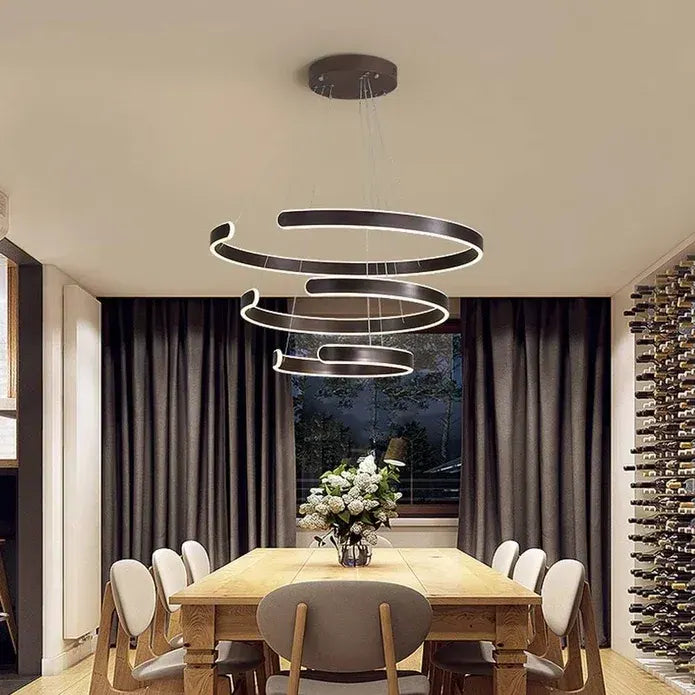 BAMDECOR AD2573 3 Round Rings C Shape Ceiling Light Chandeliers (Matte Black)