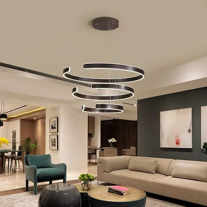 BAMDECOR AD2573 3 Round Rings C Shape Ceiling Light Chandeliers (Matte Black) - Image 2