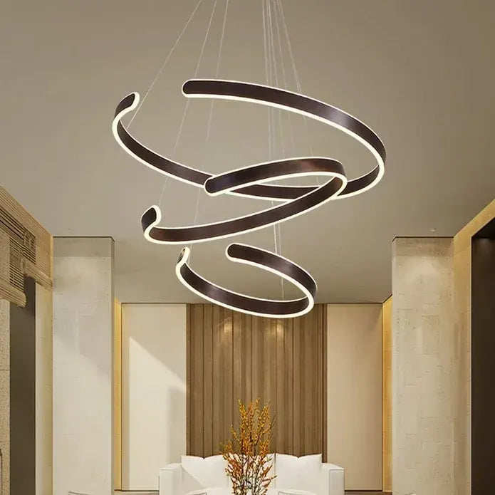 BAMDECOR AD2573 3 Round Rings C Shape Ceiling Light Chandeliers (Matte Black) - Image 3