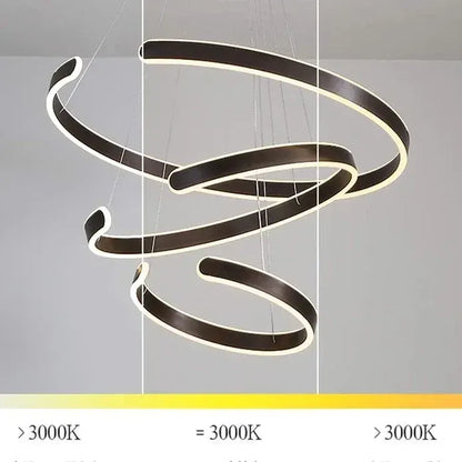 BAMDECOR AD2573 3 Round Rings C Shape Ceiling Light Chandeliers (Matte Black) - Image 4