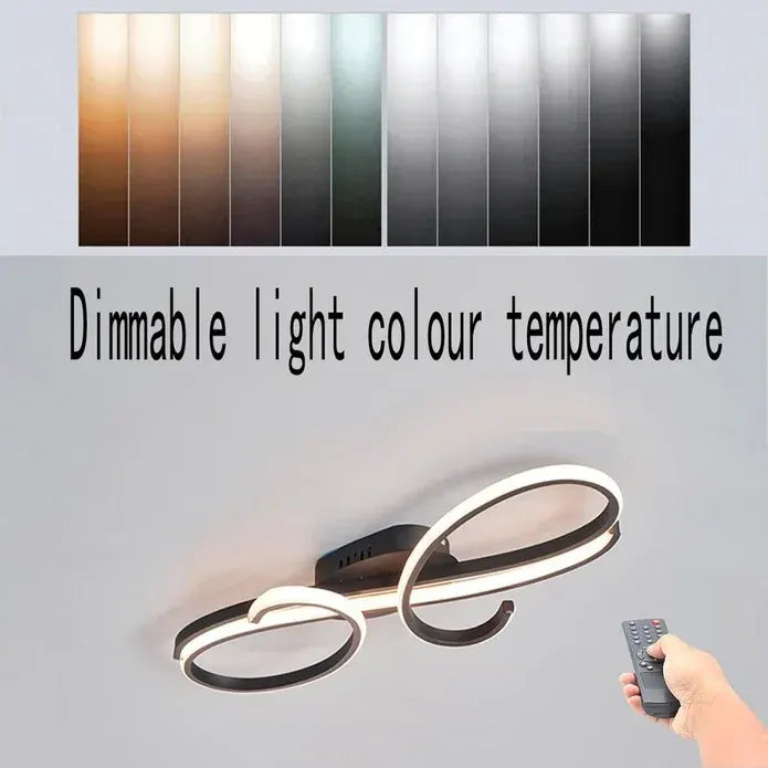 BAMDECOR AD2576 Modern Minimalist Curved Line Iron Aluminum Silicone LED Semi-Flush Mount Ceiling Light For Living Room (Black) - Image 4