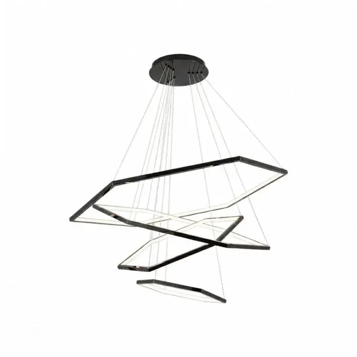 BAMDECOR AD2582/4 Modern LED Chandelier, Hexagonal Rings Ceiling Lighting Contemporary Chandeliers (4 Rings-Black) - Image 4