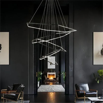 BAMDECOR AD2582/5 Modern LED Chandelier, Hexagonal Rings Ceiling Lighting Contemporary Chandeliers (5 Rings-Black) - Image 3