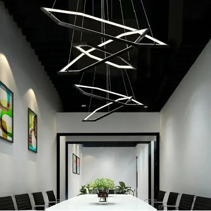 BAMDECOR AD2582/5 Modern LED Chandelier, Hexagonal Rings Ceiling Lighting Contemporary Chandeliers (5 Rings-Black) - Image 4