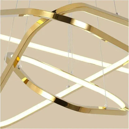 BAMDECOR AD2583 Modern Triangular LED Chandelier (Two Rings-Gold - Image 3