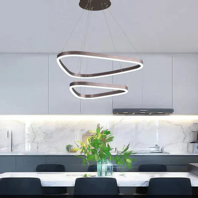 BAMDECOR AD2583 Modern Triangular LED Chandelier (Two Rings-Gold - Image 4