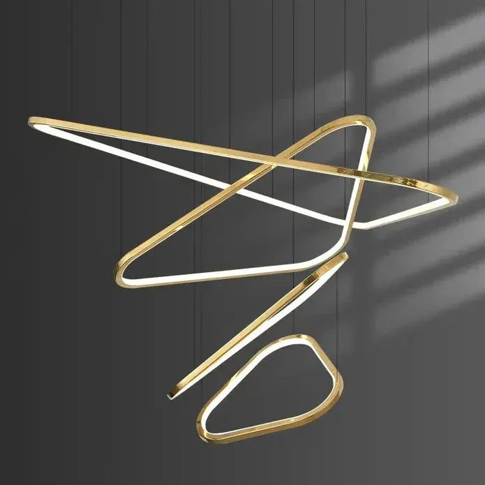 BAMDECOR AD2583 Modern Triangular LED Chandelier (Four Rings-Gold - Image 2