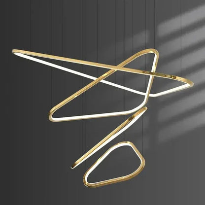 BAMDECOR AD2583 Modern Triangular LED Chandelier (Four Rings-Gold - Image 2
