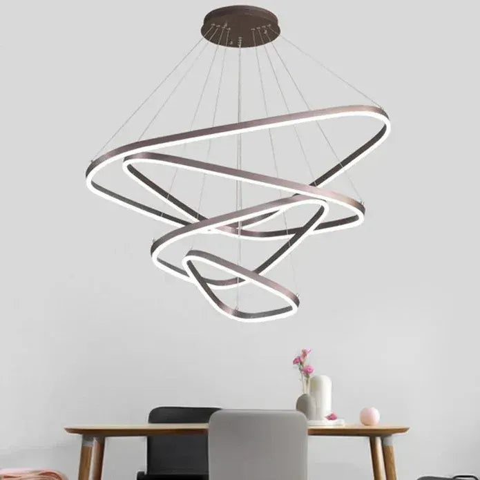 BAMDECOR AD2583 Modern Triangular LED Chandelier (Four Rings-Gold - Image 3