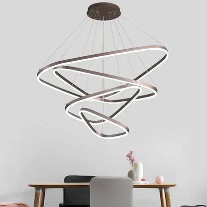 BAMDECOR AD2583 Modern Triangular LED Chandelier (Four Rings-Gold - Image 3