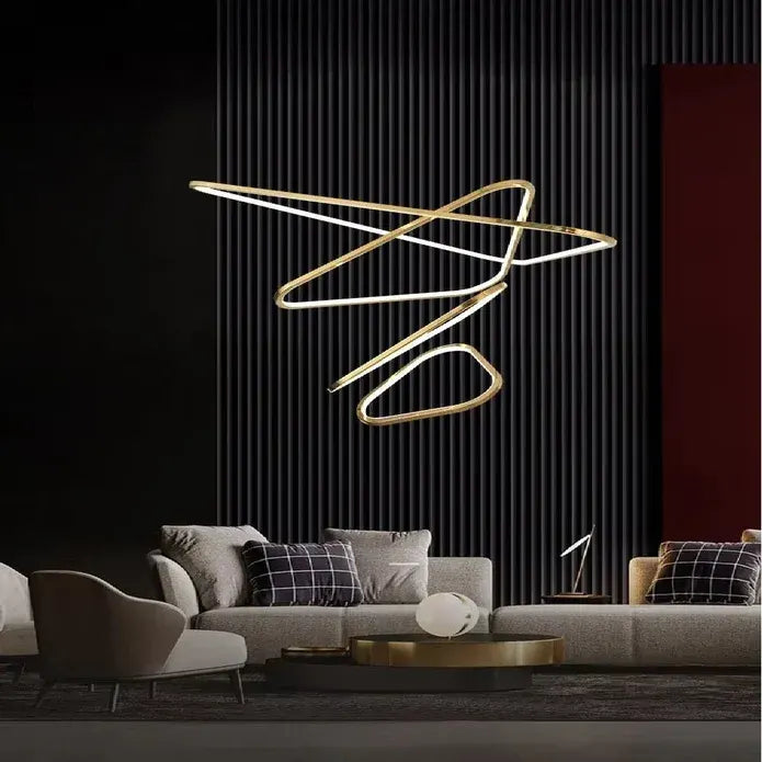 BAMDECOR AD2583 Modern Triangular LED Chandelier (Four Rings-Gold - Image 4