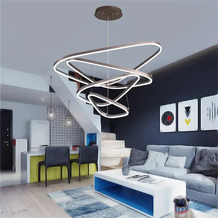 BAMDECOR AD2583 Modern Triangular LED Chandelier (Four Rings-Gold - Image 5