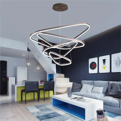 BAMDECOR AD2583 Modern Triangular LED Chandelier (Four Rings-Gold - Image 5