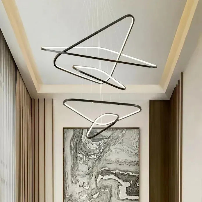 BAMDECOR AD2583 Modern Triangular LED Chandelier (Five Rings-Gold - Image 3
