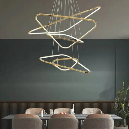 BAMDECOR AD2583 Modern Triangular LED Chandelier (Five Rings-Gold - Image 5