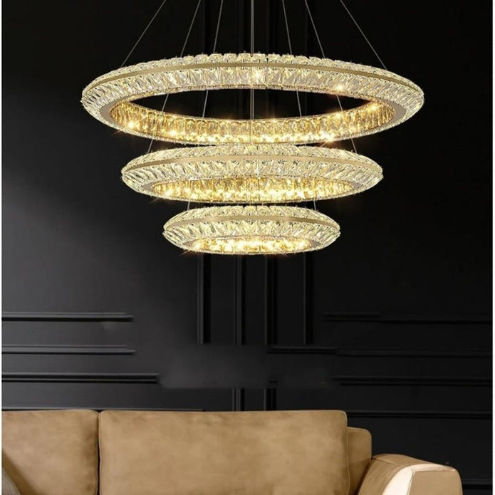 BAMDECOR C3312/3 Crystal Chandelier Living Room Chandelier Crystal Chandelier Room Dining Room lamp New Bedroom Lamps Lighting Villa Light Luxury Post (Size:80+60+40cm) - Image 2