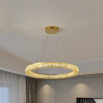 BAMDECOR C3313/1 Modern Crystal Chandeliers Lighting Fixtures Contemporary Round Chandelier Lighting Fixtures Crystal Pendant Ceiling Lights(Gold) - Image 2