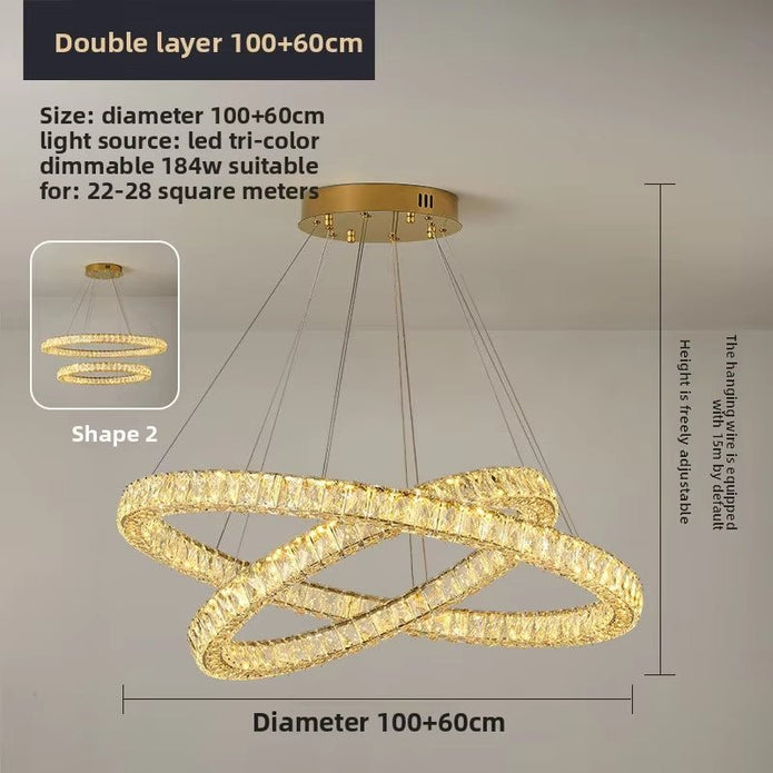 BAMDECOR C3313/2 Modern Crystal Chandeliers Lighting Fixtures Contemporary Round Chandelier Lighting Fixtures Crystal Pendant Ceiling Lights(Gold) - Image 4
