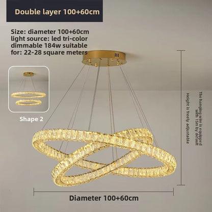 BAMDECOR C3313/2 Modern Crystal Chandeliers Lighting Fixtures Contemporary Round Chandelier Lighting Fixtures Crystal Pendant Ceiling Lights(Gold) - Image 4