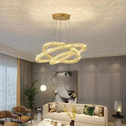 BAMDECOR C3313/3 Modern Crystal Chandeliers Lighting Fixtures Contemporary Round Chandelier Lighting Fixtures Crystal Pendant Ceiling Lights(Gold) - Image 3