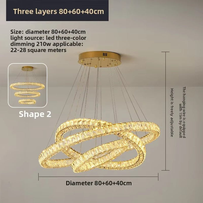 BAMDECOR C3313/3 Modern Crystal Chandeliers Lighting Fixtures Contemporary Round Chandelier Lighting Fixtures Crystal Pendant Ceiling Lights(Gold) - Image 6
