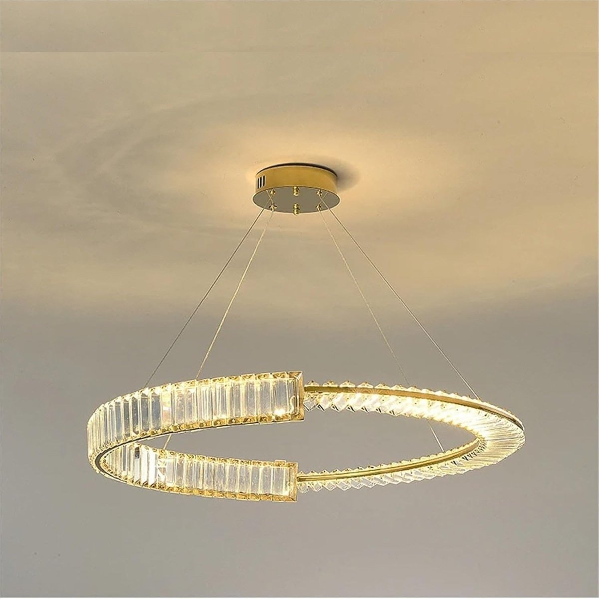 BAMDECOR C3318/1 Modern Crystal Chandeliers Lighting Fixtures Contemporary Round Chandelier Lighting Fixtures Crystal Pendant Ceiling Lights(Gold) - Image 3