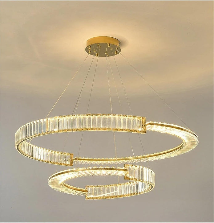 BAMDECOR C3318/2 Modern Crystal Chandeliers Lighting Fixtures Contemporary Round Chandelier Lighting Fixtures Crystal Pendant Ceiling Lights(Gold) - Image 3