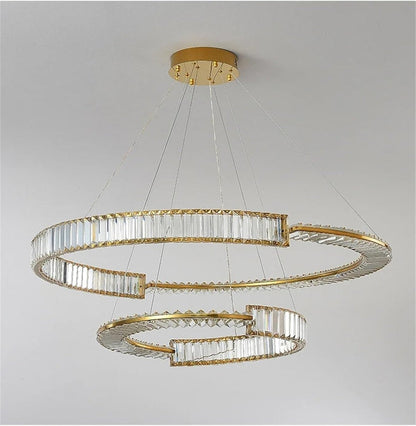 BAMDECOR C3318/2 Modern Crystal Chandeliers Lighting Fixtures Contemporary Round Chandelier Lighting Fixtures Crystal Pendant Ceiling Lights(Gold) - Image 4