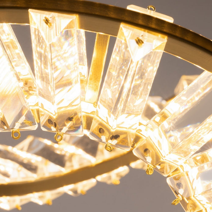 BAMDECOR C3318/2 Modern Crystal Chandeliers Lighting Fixtures Contemporary Round Chandelier Lighting Fixtures Crystal Pendant Ceiling Lights(Gold) - Image 5